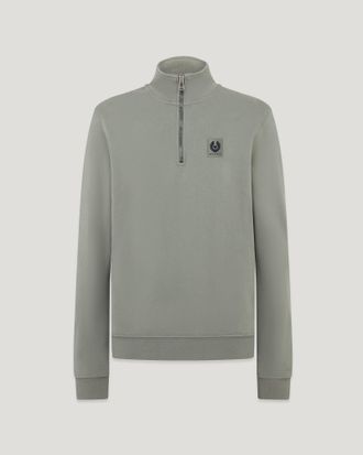 Belstaff Quarter Zip Sweatshirt Mens Cotton Fleece Sage Green Size XS