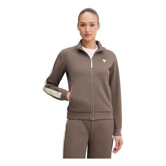 Guess Hoodies & sweatvesten, Dames, Bruin, L, Polyester, Marlene Zip-through