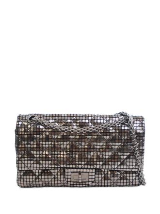 Chanel Borsa a spalla Reissue 2.55 Double Flap 255 in pelle di vitello metallizzata 2012 - Argento