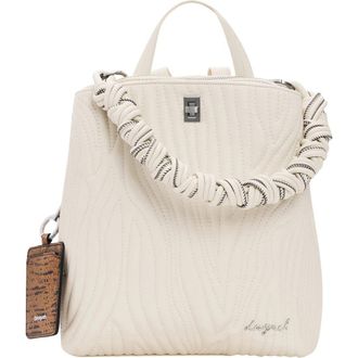 Desigual Mini Wave Embroidered Convertible Backpack in Medium Beige at Nordstrom