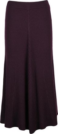 Victoria Beckham Purple Ribbed Merino Wool Long Skirt