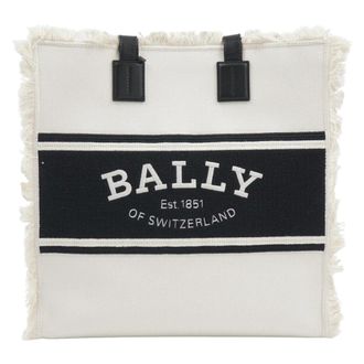 Bally Tote Bags, female, White, Size: ONE SIZE Logo Embroidered Fringed Tote Bag