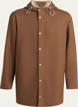 Kiton Mens Cotton Hooded Overcoat