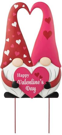 Glitzhome 30H Valentines Metal Gnome Couple Yard Stake in Red at Nordstrom, Size Medium