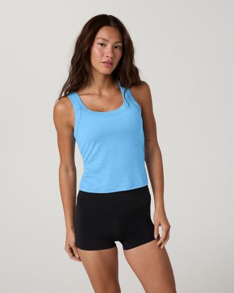 Vuori Clothing Energy Racerback Tank Top | Oasis Blue Heather | XS, Size Extra Small