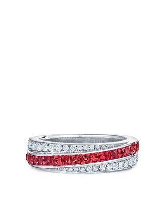 Kwiat Anello a fascia Splendor in oro bianco 18kt con diamanti e rubini - Argento