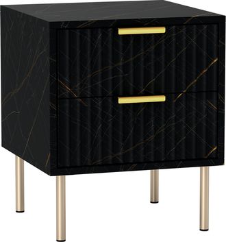 HOMCOM Bedside Table Bedside Cabinet with 2 Drawers for Bedroom - Black | TJ Hughes