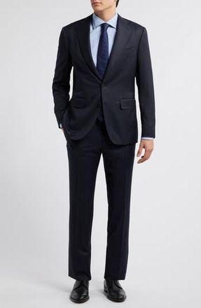 Canali Capri Trim Fit Navy Tonal Plaid Super 130s Wool Suit at Nordstrom Rack, Size 46 Us / 58 Eu Regular