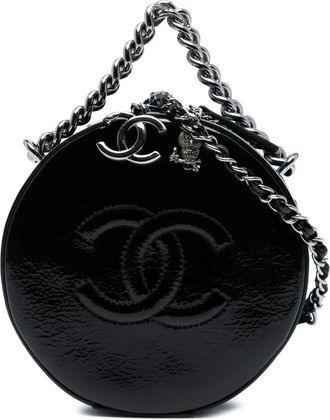 Chanel Borsa a tracolla Round As Earth in pelle con finitura lucida 2018-2019 - Nero
