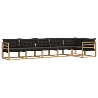 vidaXL Conjunto De Sof&aacute;s De Exterior Con Coj&iacute;n 6 Pcs Blanco Y Negro Vidaxl