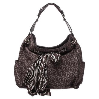 DKNY Dkny Brown Signature Canvas Scarf Hobo