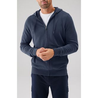 Mack Weldon Ace Cotton Blend French Terry Zip Hoodie in Total Eclipse at Nordstrom, Size Xx-Large