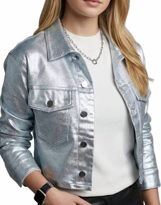 HYFVE Cropped Metallic Jacket In Silver