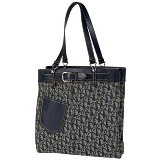 Dior Trotter Navy Canvas Shoulder Bag Tote Bag (Pre-Owned)
