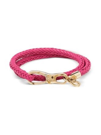 Ferragamo braided-leather bracelet - women - Leather/Gold Plated Metal - One Size - Pink