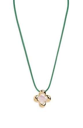 Argento Vivo Mother-of-Pearl Clover Cord Necklace in Gold at Nordstrom