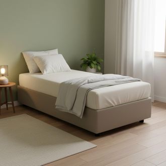 Dmora Cama Individual Dabad, Cama Contenedor Con Tapizado En Ecopiel, 100% Made In Italy, Apertura Frontal, Con Colch&oacute;n Cm 90x190 Incluido, T&oacute;rtola - Dmora