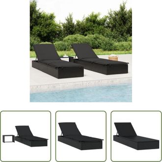 vidaXL Tavolino da esterno - Lettino Prendisole 1 pz con Tavolino Nero in Polyrattan