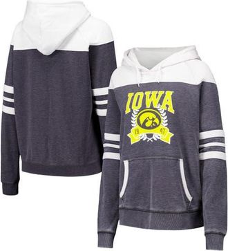 Camp David Womens Charcoal Iowa Hawkeyes Blitz Striped Blocked Raglan Pullover Hoodie at Nordstrom, Size Medium