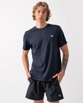 Emporio Armani Mens Short Sleeve Logo Detail T-Shirt in Navy Cotton - Size X-Large