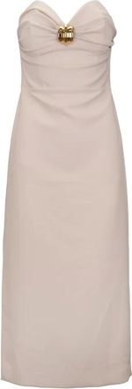 Elisabetta Franchi Party Dresses, female, Beige, M, Abito Cerniera Gancio