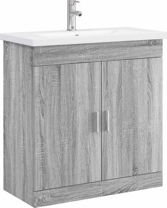 vidaXL Juego De Muebles De Ba&ntilde;o Sonoma Gris 81 X 40 X 84,5 Cm Vidaxl