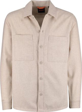 HUGO BOSS Heren, Overhemden, Beige, Maat: XL Wol