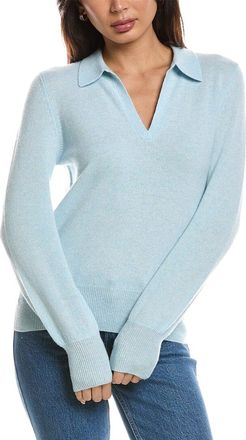 Fort&eacute; Cashmere Split Neck Cashmere Polo Sweater