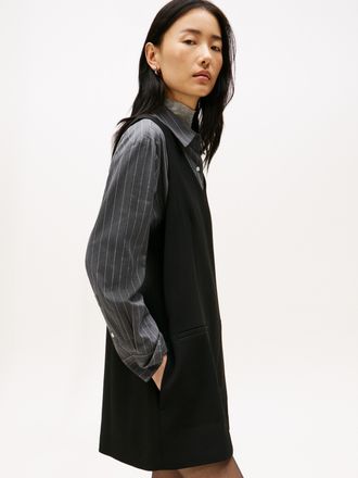 Tommy Hilfiger A-Linien-Kleid TOMMY HILFIGER PUNTO V-NK NS MINI SHIFT DRESS, Damen, Gr. 40, N-Gr, schwarz, Web, Obermaterial: 68% Polyester, 28% Viskose, 4% Elasthan