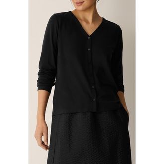 Eileen Fisher Boxy Button-Up Top in Black at Nordstrom, Size X-Small