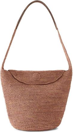 Helen Kaminski Yala Crochet Raffia Shoulder Bag in Petal/chocolate at Nordstrom