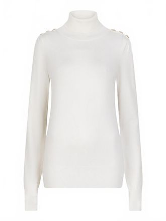 Esqualo Womens Sweater Shoulder Button Collar Basic Knit Top In Off White