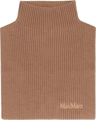 Max Mara Womens Wool Knit Collar Camel Virgin Scarf Scarfs