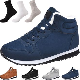 Generic Womens Winter Thermal Snow Boots, Men Sports Casual Warm Platform Ankle Boots With Plush Lining For Cold Weather (Blue, A, Adult, Women, 12.5, Numeric