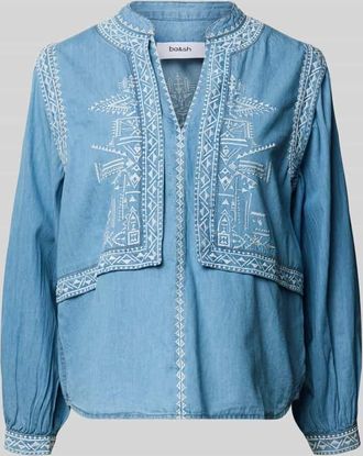 BA&SH Regular Fit Bluse mit Stitchings Modell LAURA in Hellblau, Gr&ouml;&szlig;e L