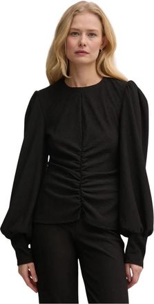 Gestuz Top met ballonmouwen en ruches - Dames - Blouses - Zwart - XS - Polyester - Overhemden