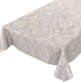 OEM Mantel Ovalado De Hule De 240x140 Cm, Estampado Barroco Retorcido En Beige Y Gris, Para Interior/exterior/jard&iacute;n