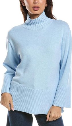 Fort&eacute; Cashmere Easy Rib Trim Funnel Neck Sweater