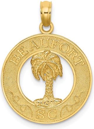 Diamond2Deal 14k Yellow Gold BEAUFORT SC Palm Tree Charm Pendant
