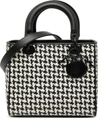Dior Borsa a tracolla Lady Dior media in pelle di vitello intrecciata con motivo pied-de-poule 2019 - Nero