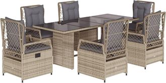 vidaXL Set Da Pranzo Da Giardino 7 Pz Con Cuscini Beige In Polyrattan - Vidaxl
