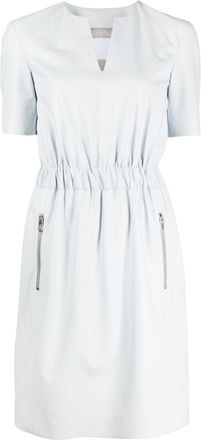 Drome elasticated short sleeved dress - women - Leather - S - Blue