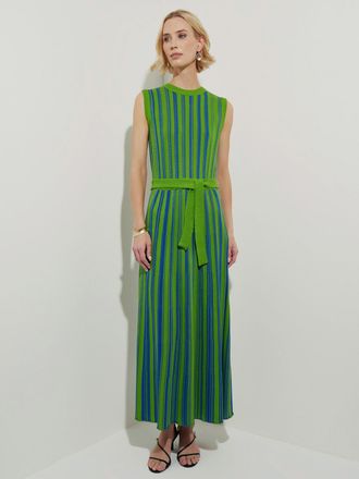 Misook Sleeveless Soft Ribbed Knit Belted Maxi Dress - Modern Fit
