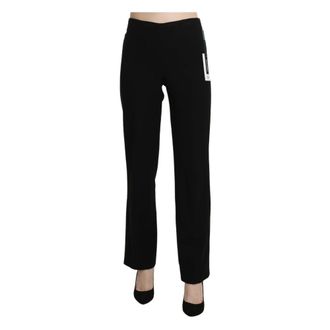 Bencivenga Bencivenga, Broeken, Dames, Zwart, M, Katoen, Elegante Zwarte High Waist Straight Broek