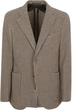 Incotex Pied de Poule Blazer - Heren - Blazers - Bruin - XL - Wol - Jassen