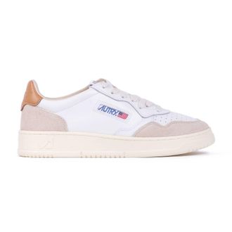 Autry Womens Medalist Low Platform Sneakers In Leather/suede White/brown Sugar