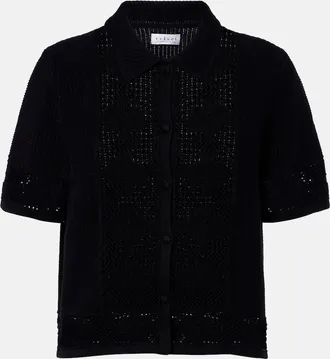 Velvet Rosemond open-knit cotton and cashmere top