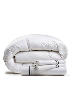 Ella Jayne Home Luxurious All Season 550 Fill Power Down Comforter in White/Black at Nordstrom Rack, Size Full/queen