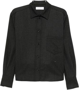 Victoria Beckham Pocket Shirt - Dames - Overhemden - Grijs - 3XS - Wol - Overhemden