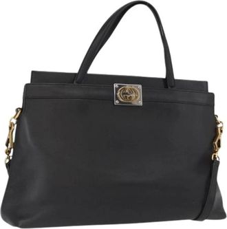 Gucci Pre-owned Handbags, female, Black, Size: ONE SIZE Pre-owned Vintage Leather Handbag